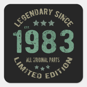 Pegatina Cuadrada Jueves 1983 Leyenda Regalo de cumpleaños 42 años