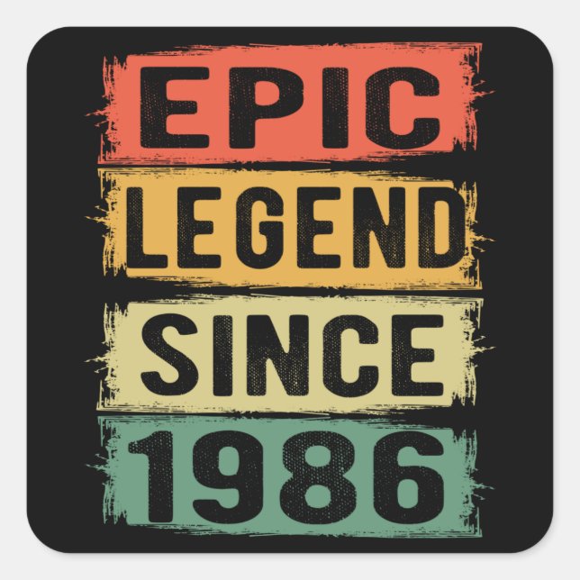 Pegatina Cuadrada Jueves 1986 Leyenda épica 39 cumpleaños (Anverso)