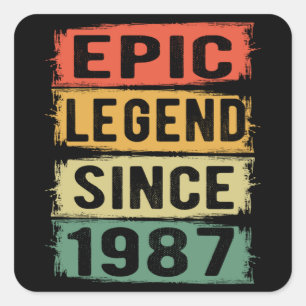 Pegatina Cuadrada Jueves 1987 Leyenda épica 38º cumpleaños