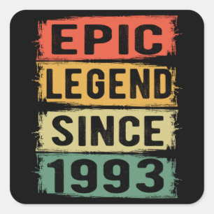 Pegatina Cuadrada Jueves 1993 Leyenda épica 28º cumpleaños