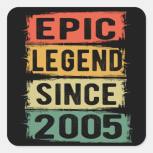 Pegatina Cuadrada Jueves 2005 Leyenda épica 16 cumpleaños