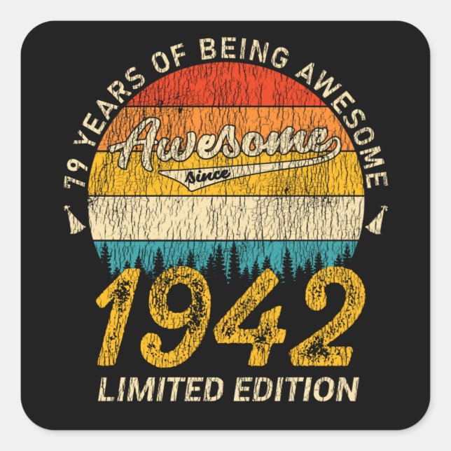 Pegatina Cuadrada Jueves de cumpleaños 1942, 83 años, increíble rega (Anverso)