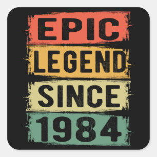 Pegatina Cuadrada Jueves Jueves 1984 Leyenda épica 37 cumpleaños