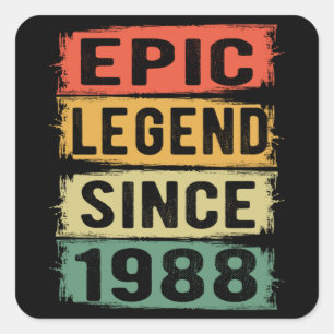 Pegatina Cuadrada Jueves Jueves 1988 Leyenda épica 37 cumpleaños