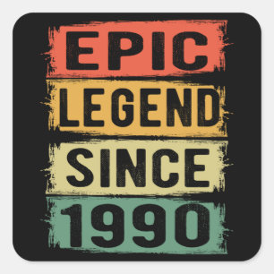 Pegatina Cuadrada Jueves Jueves 1990 Leyenda épica 31 cumpleaños