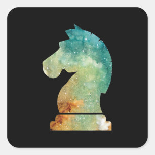 Pegatina Cuadrada Jugador de ajedrez Horse Knight Chess Lover Regalo