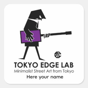 Pegatina Cuadrada Jugador de Bajo Urbano Moderno Gráfico - Tokyo Edg