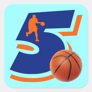 Pegatina Cuadrada Jugador de baloncesto número 5
