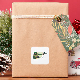 Pegatina Cuadrada Jugador de bola de pintura con deportes de acción 