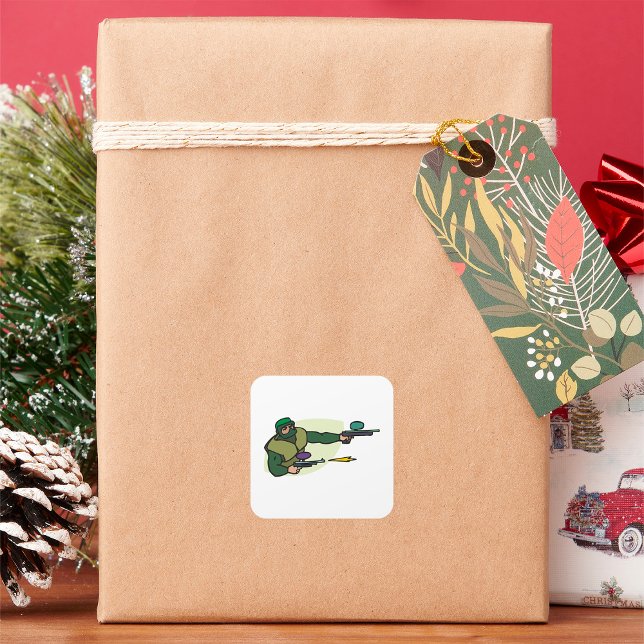 Pegatina Cuadrada Jugador de bola de pintura con deportes de acción  (Subido por el creador)