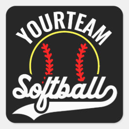 Pegatina Cuadrada Jugador de equipo de Softball AÑADIR NOMBRE Liga P