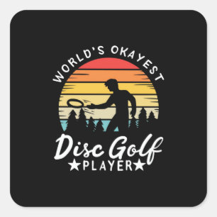 Pegatina Cuadrada Jugador de Golf de Disco de Okayest