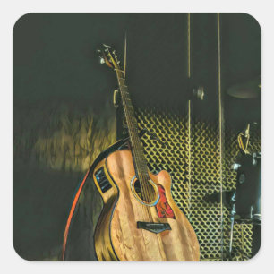 Pegatina Cuadrada Jugador de guitarra de Bass