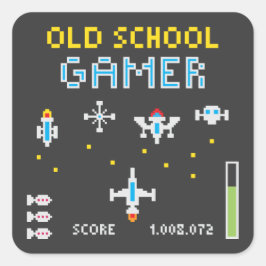 Pegatina Cuadrada Jugador de la vieja escuela - Stellarship - Pegati