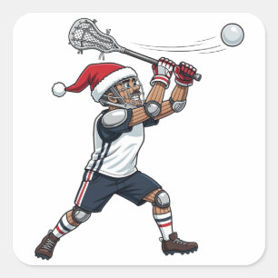 Pegatina Cuadrada Jugador de Lacrosse Cascanueces Vacaciones Deporte