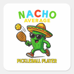 Pegatina Cuadrada Jugador de Pickleball No Promedio