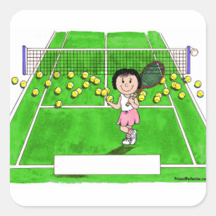 Pegatina Cuadrada Jugador de tenis, hembra - Regalo Personalizado pe