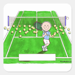 Pegatina Cuadrada Jugador de tenis, macho - Personalizado personaliz