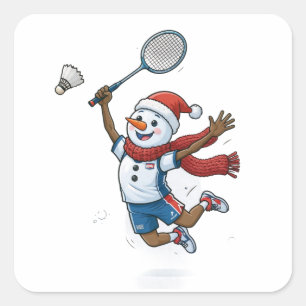 Pegatina Cuadrada Jugador de Tenis Muñeco de Nieve Navidad 2026 Depo