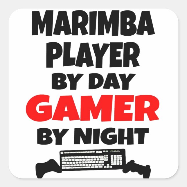 Pegatina Cuadrada Jugador Gamer Marimba (Anverso)