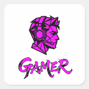 Pegatina Cuadrada Jugador Geométrico Rosa Genial