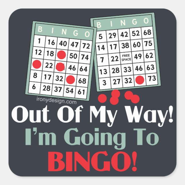 Pegatina Cuadrada Jugadores de Bingo (Anverso)