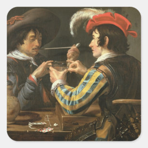 Pegatina Cuadrada Jugadores de cartas