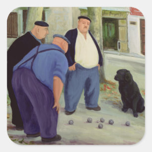 Pegatina Cuadrada Jugadores de los Boules