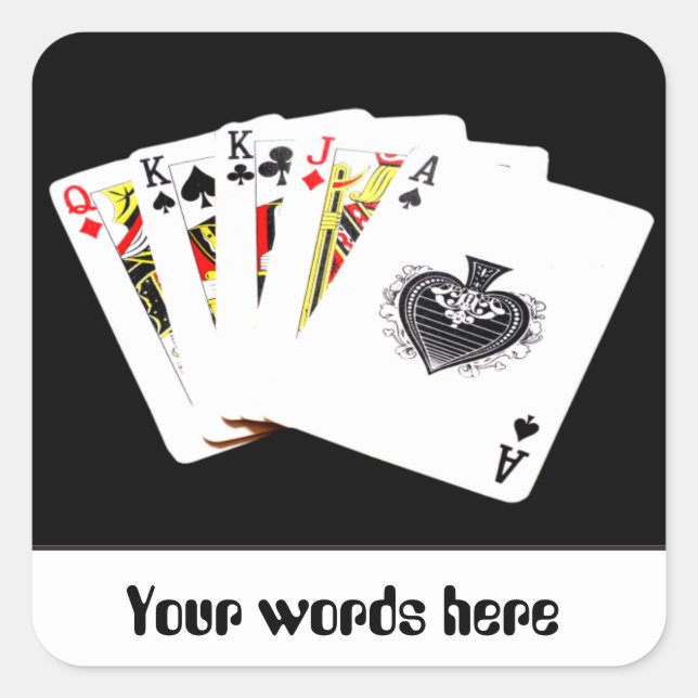 Pegatina Cuadrada Jugando a las cartas apostar personalizable pegati (Anverso)