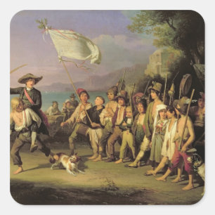 Pegatina Cuadrada Jugando a los soldados, Revolución romana de 1848