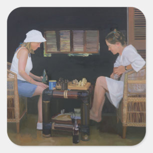 Pegatina Cuadrada Jugando al ajedrez en Goldeneye