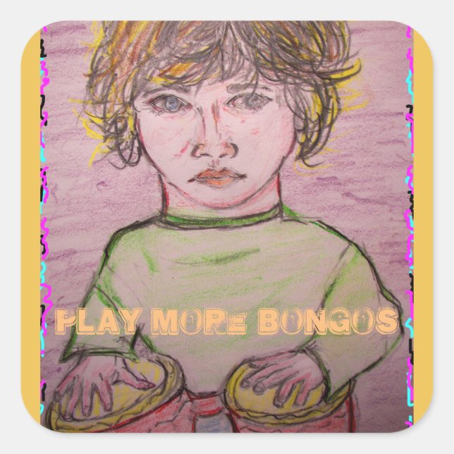 Pegatina Cuadrada jugar más bongos (Anverso)