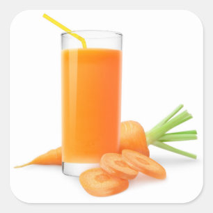 Pegatina Cuadrada Jugo de zanahoria en un vaso