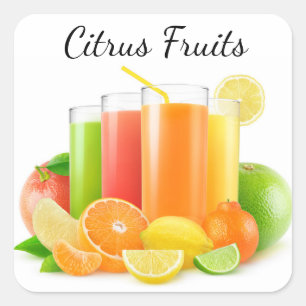 Pegatina Cuadrada Jugos de los agrios