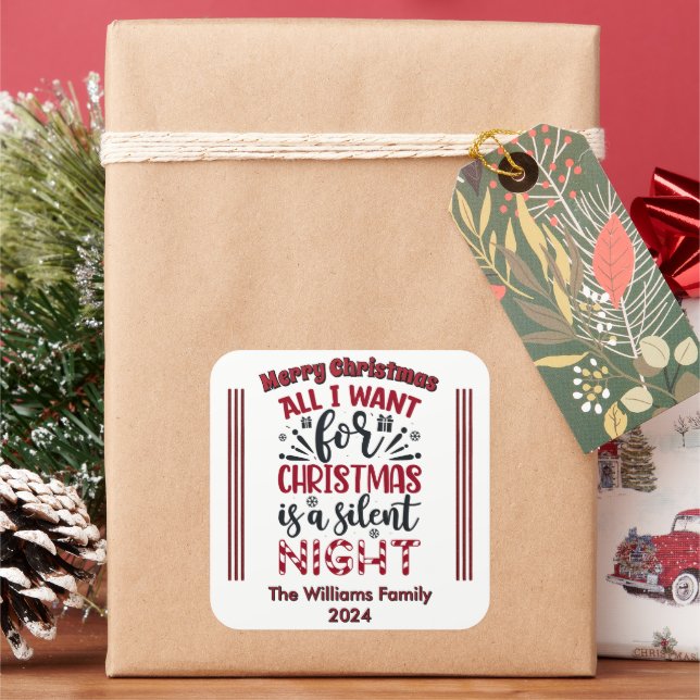 Pegatina Cuadrada Jugosas pegatinas navideñas para vacaciones (Vacaciones)