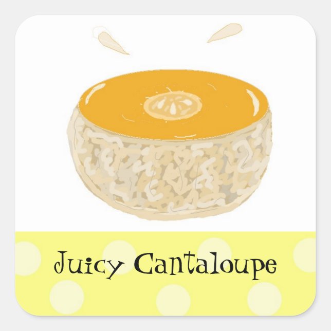 Pegatina Cuadrada Juicy Cantaloupe Fruit (Anverso)