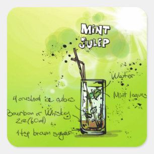 Pegatina Cuadrada Julep de menta - regalo del cóctel