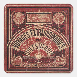 PEGATINA CUADRADA JULES VERNE "VOYAGES EXTRAORDINAIRES" (1878)