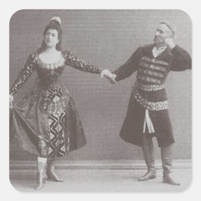 Pegatina Cuadrada Julia y Felix Kschessinsky en el mazu (Anverso)