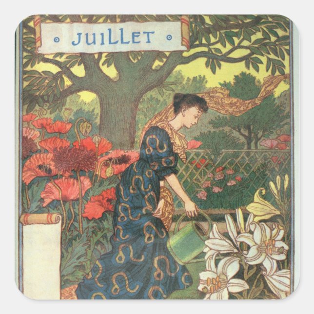 Pegatina Cuadrada Julio (Anverso)