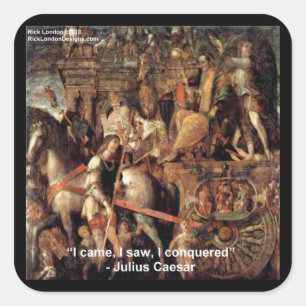 Pegatina Cuadrada Julio César "Yo conquisté" Cita regalos y tés