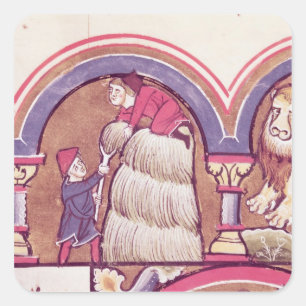 Pegatina Cuadrada Julio: Cosecha del heno