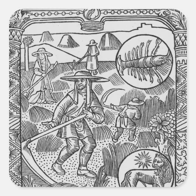 Pegatina Cuadrada Julio, fabricación de herradura, cáncer (Anverso)