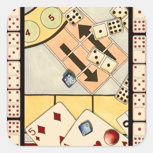 Pegatina Cuadrada Jumble surtido de juegos de oportunidad (Anverso)