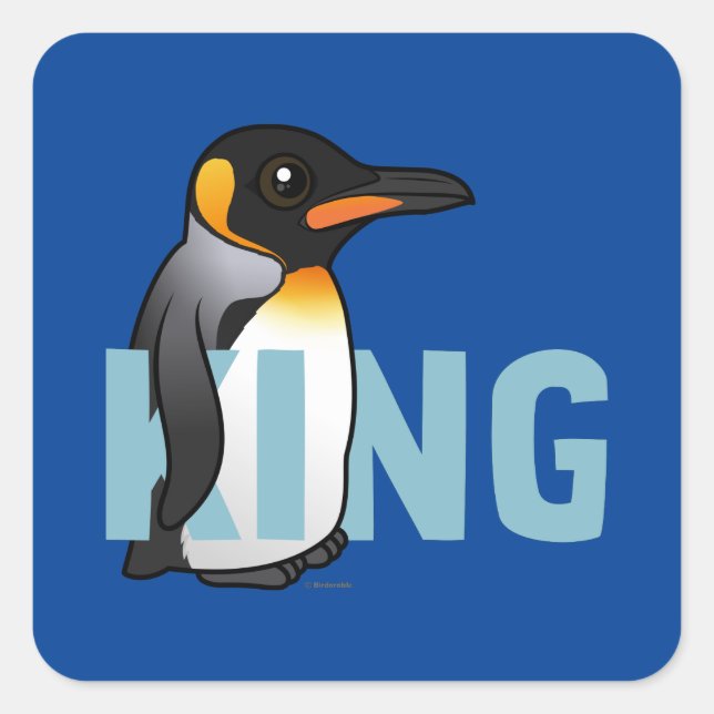 Pegatina Cuadrada Jumbo King Penguin (Anverso)