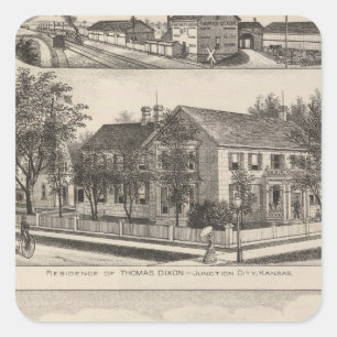 Pegatina Cuadrada Junction City y el condado de Davis, Kansas