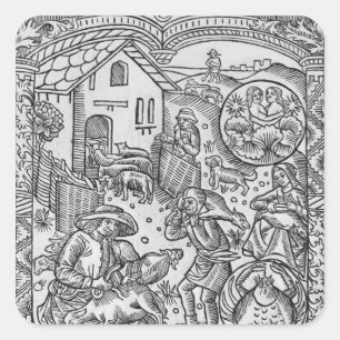 Pegatina Cuadrada Junio, esquivamiento de ovejas, Gemini