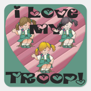 Pegatina Cuadrada Junior I Love My Troop Heart