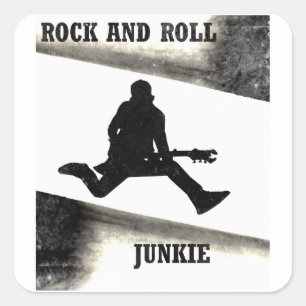 Pegatina Cuadrada Junkie rock and Roll