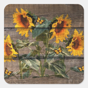 Pegatina Cuadrada Junta de Barniz de Mariposas Rusas Sunflower